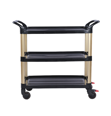 Tiga Tingkat Makan Lipat Flatbed Trolley Diam Kuat 120KG Beban