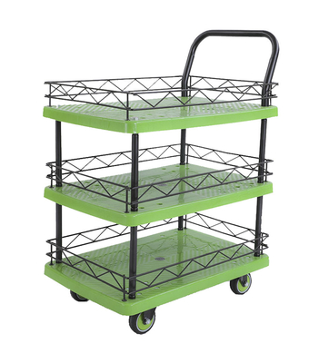 sandaran tangan tunggal Multi Tier Rolling Cart Beban 180kg Dengan Pagar Pembatas
