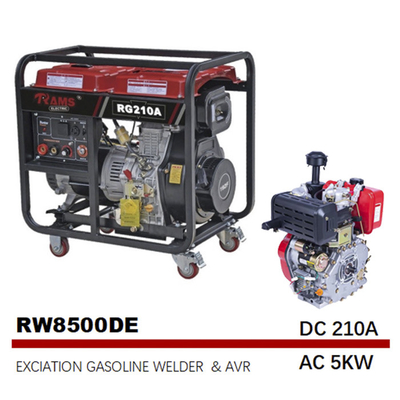 210A 192F Mesin Didorong Mesin Las Excitation Electric Start Welder Generator