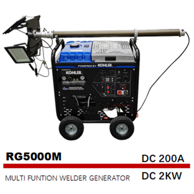 5000W 50Hz 4 In I Multi Fungsi Tukang Las Kompresor Udara Lighting Tower Generator