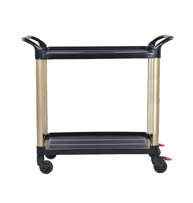 Troli Keranjang Lipat Dinning Catering yang Kuat 120KG SILENT 2 Tier Platform Trolley