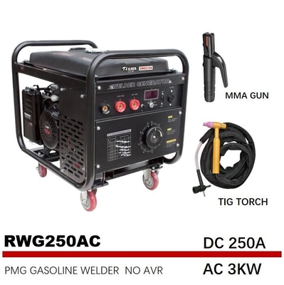 250 Amp Arc Welding Generator Tangki Bensin Frekuensi Menengah 25L