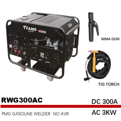 RWG300E 300 Amp Mesin Bensin Didorong Tukang Las Busur 3kw Frekuensi Menengah