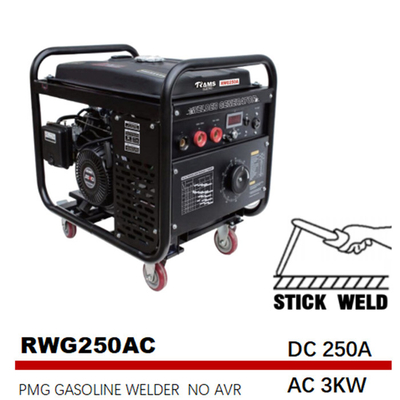 AC 3kw 250 Amp Welder Generator Arc Frekuensi Menengah Perpindahan 531cc
