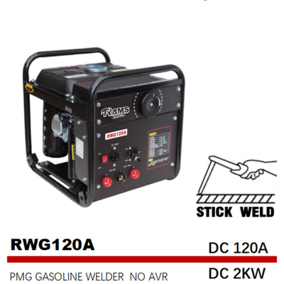 120A DC 2kw Mesin Las Mesin Gas PMG Portable Gas Stick Welder