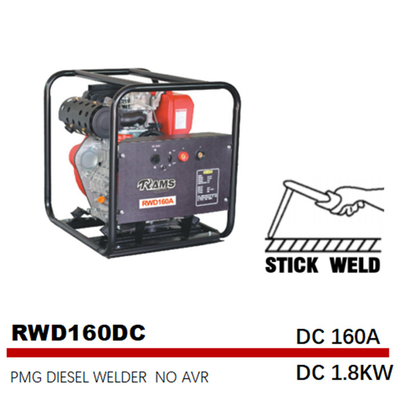 160A Stick Welding Generator DC 1.8kw PMG Diesel Frekuensi Menengah