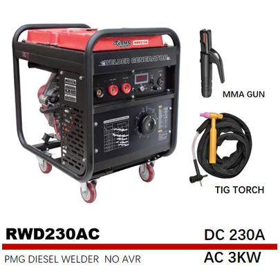Generator Las Busur Arus Langsung 230A Generator DIESEL 5,5 gal