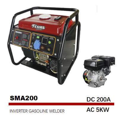AC 5 kw 200A Mesin Bensin Portabel Didorong Tukang Las 420cc Hand Start Generator