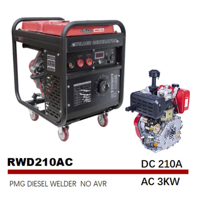 75V 210A Arc DIESEL Bertenaga Mesin Didorong Tukang Las Tangki 25L Frekuensi Menengah
