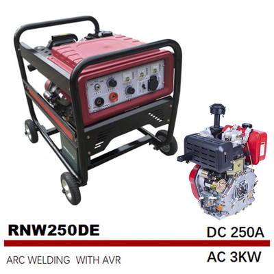 DC AC 3KW 250 A Arc Welding Generator Frekuensi Menengah 12.5L Tank welder