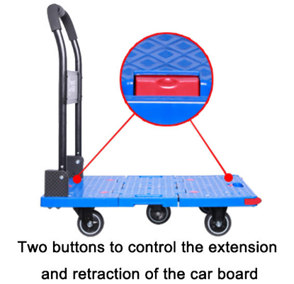 Retractable 6 Castor Foldable Cart Trolley Hand Pushing 400KG Loading