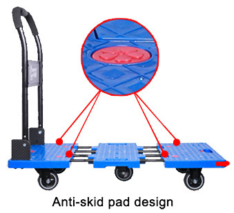 Retractable 6 Castor Foldable Cart Trolley Hand Pushing 400KG Loading