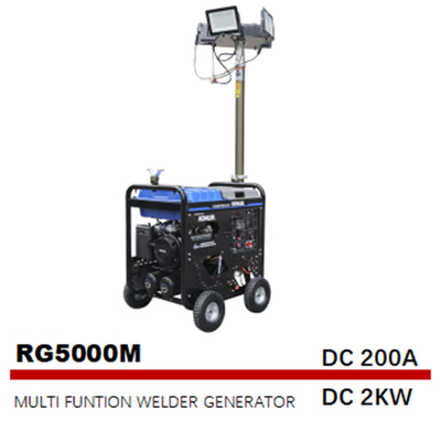 5000W 50Hz 4 In I Multi Fungsi Tukang Las Kompresor Udara Lighting Tower Generator
